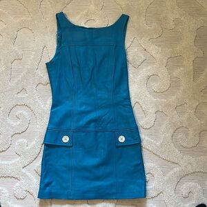 Blue leather dress